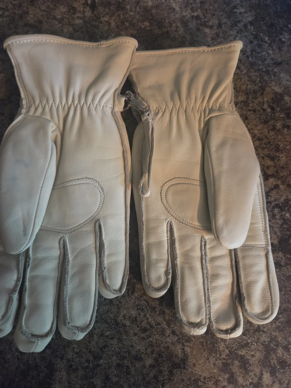 Molinari Guanti Bruno Cream Leather Gloves Womens Sz Med Fur Lined